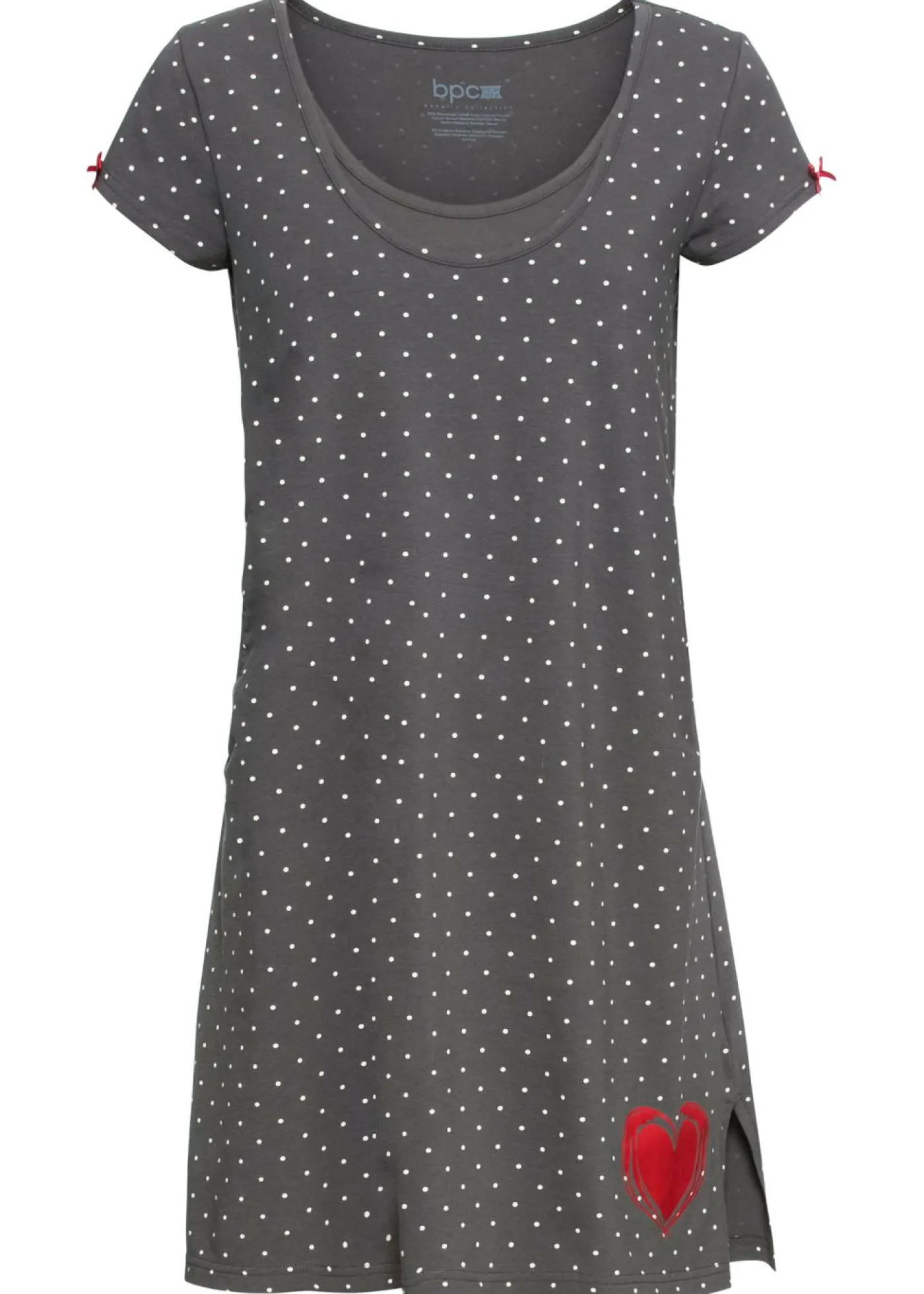 bonprix bonprix Camisón de lactancia de algodón orgánico Gris pizarra de lunares Clearance