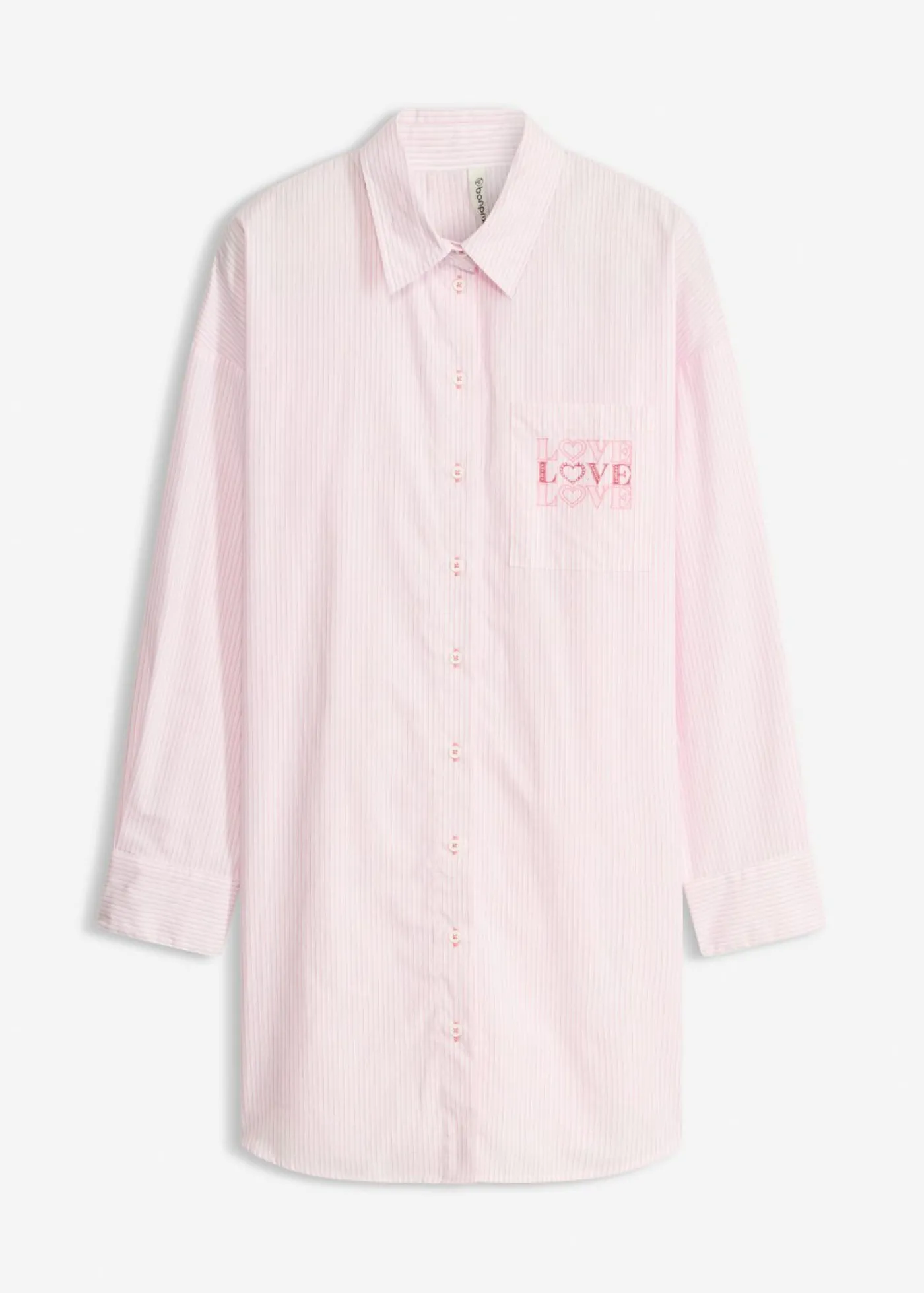 bonprix bonprix Camisón holgado de algodón puro rosa cristal con rayas New