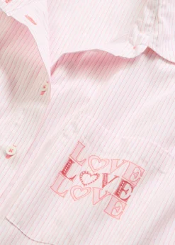 bonprix bonprix Camisón holgado de algodón puro rosa cristal con rayas New