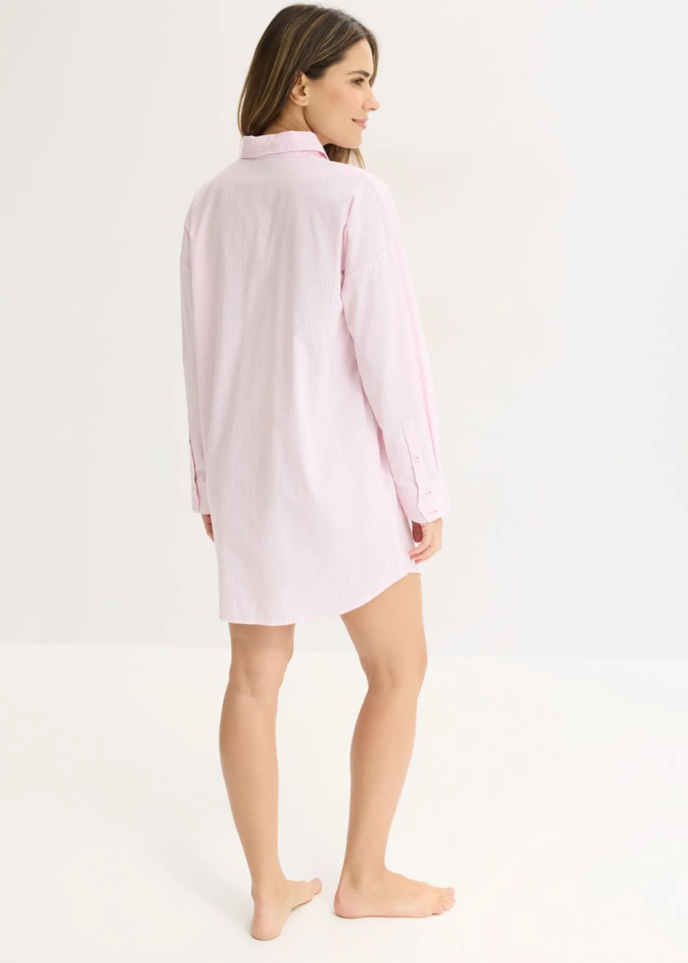 bonprix bonprix Camisón holgado de algodón puro rosa cristal con rayas New