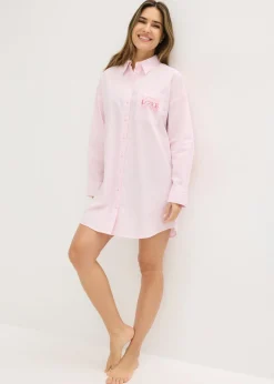 bonprix bonprix Camisón holgado de algodón puro rosa cristal con rayas New
