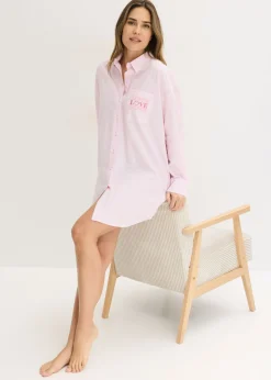 bonprix bonprix Camisón holgado de algodón puro rosa cristal con rayas New