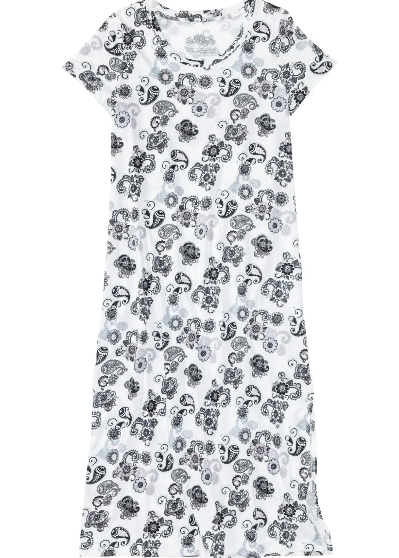 bonprix bonprix Camisón largo de algodón orgánico blanco lana/gris con patrón Hot