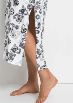bonprix bonprix Camisón largo de algodón orgánico blanco lana/gris con patrón Hot