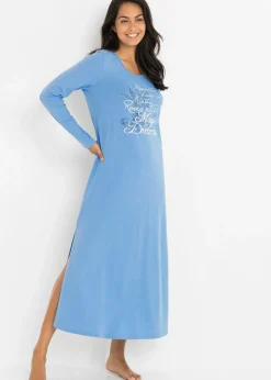 bonprix bonprix Camisón largo de algodón orgánico puro Azul Outlet