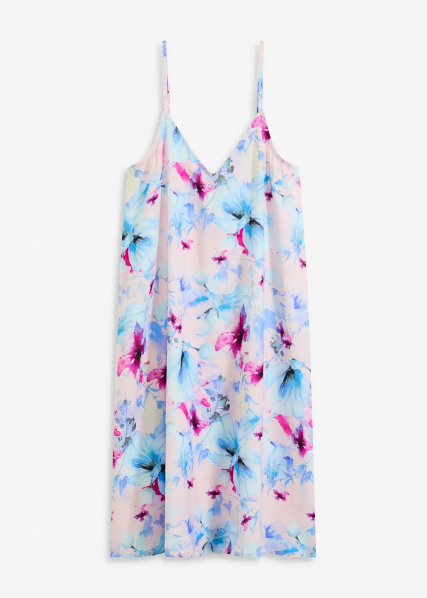 bonprix bonprix Camisón largo de satén brillante rosa claro con flores Clearance