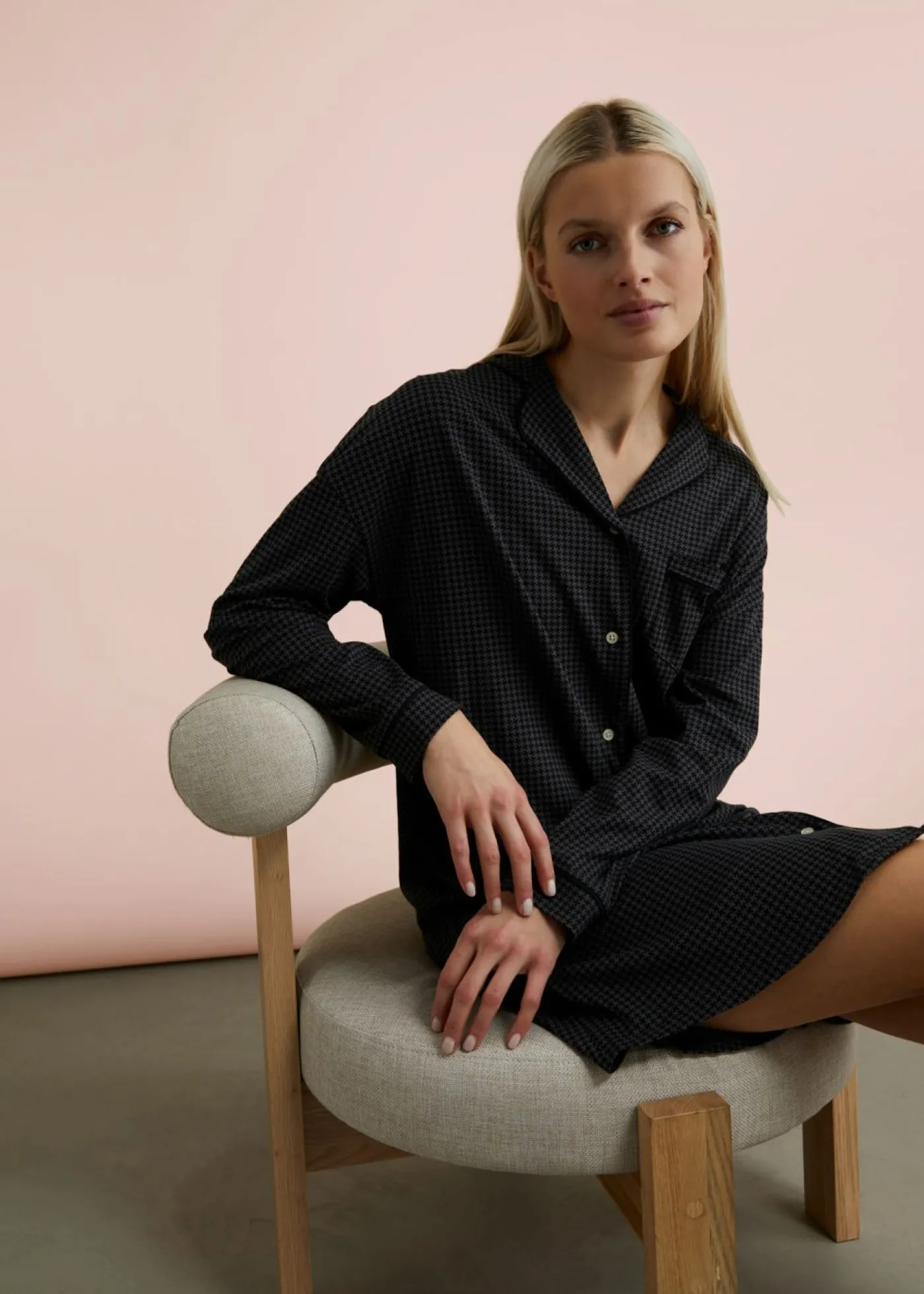 bonprix bonprix Camisón oversize de algodón puro Negro-gris estampado Sale