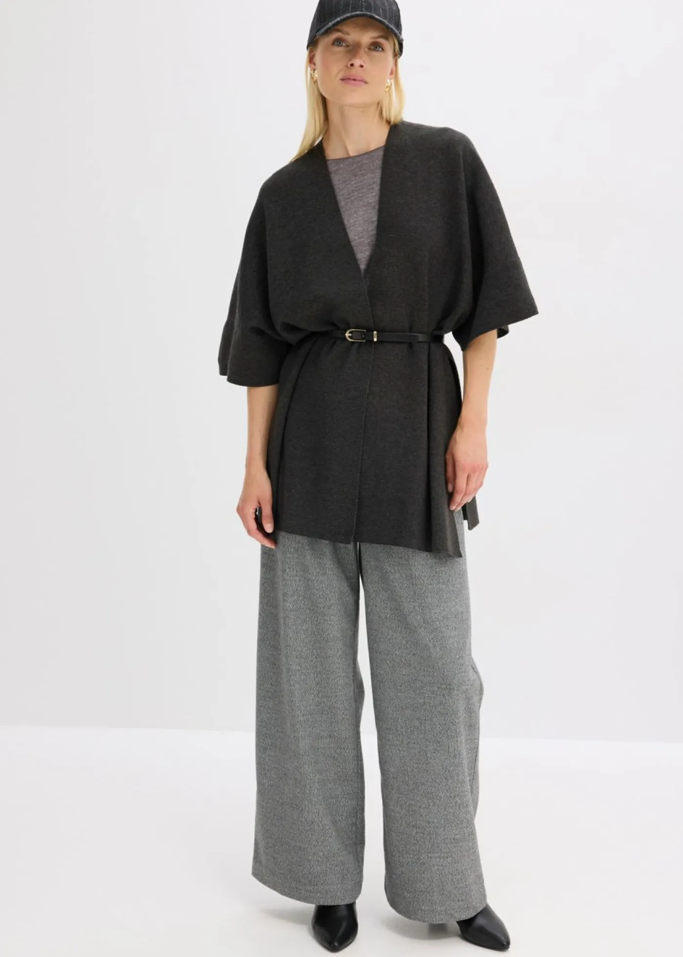 bonprix bonprix Capa de punto oversize Antracita jaspeado Online