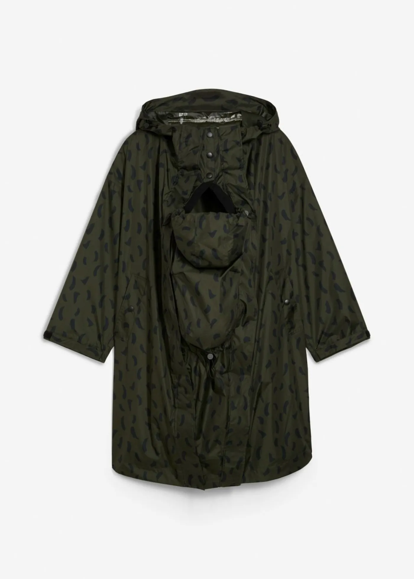 bonprix bonprix Capa impermeable premamá 3 en 1 con inserto de porteo y bolsa Oliva profundo-negro Outlet