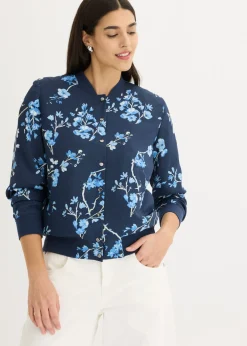 bonprix bonprix Cazadora corta Azul marino/azul claro de flores Sale