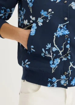 bonprix bonprix Cazadora corta Azul marino/azul claro de flores Sale