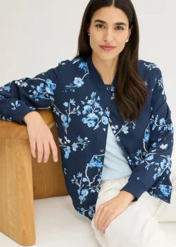 bonprix bonprix Cazadora corta Azul marino/azul claro de flores Sale