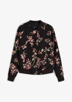 bonprix bonprix Cazadora corta Negro-rosa de flores Outlet