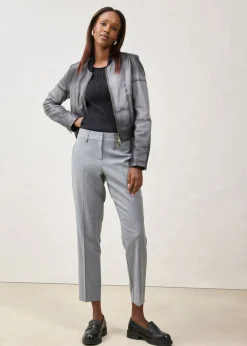 bonprix bonprix Cazadora de cuero en napa de cordero Gris-negro Online
