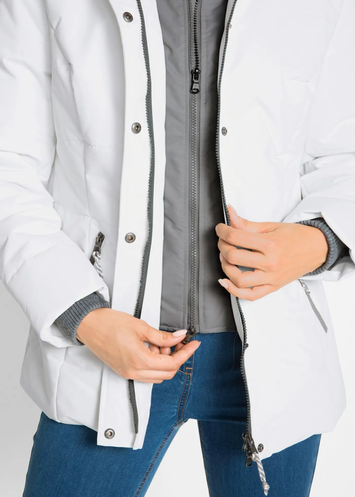 bonprix bonprix Cazadora de invierno con aspecto 2 en 1 Blanco lana Outlet