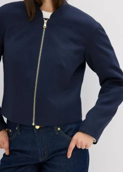 bonprix bonprix Cazadora de mezcla de viscosa suave Azul marino Sale