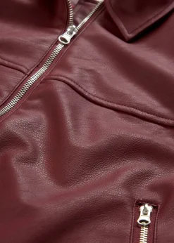 bonprix bonprix Cazadora holgada de piel sintética Rojo rubí