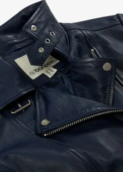 bonprix bonprix Cazadora motera de napa Azul marino Clearance