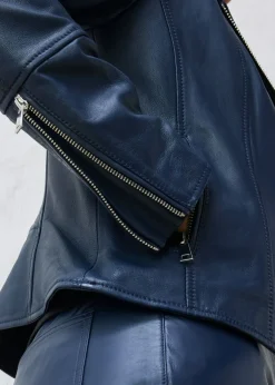 bonprix bonprix Cazadora motera de napa Azul marino Clearance