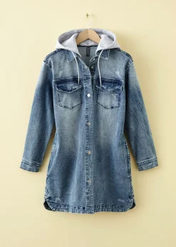 bonprix bonprix Cazadora vaquera con capucha Azul vaquero Online