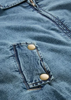 bonprix bonprix Cazadora vaquera con forro cálido, cropped Denim medio desgastado Hot