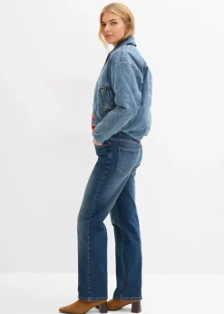 bonprix bonprix Cazadora vaquera con forro cálido, cropped Denim medio desgastado Hot