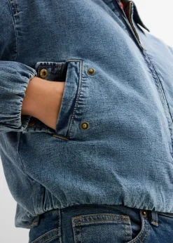 bonprix bonprix Cazadora vaquera con forro cálido, cropped Denim medio desgastado Hot