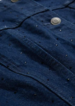 bonprix bonprix Cazadora vaquera con piedras brillantes Azul oscuro denim Best