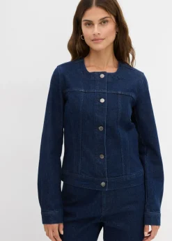 bonprix bonprix Cazadora vaquera con piedras brillantes Azul oscuro denim Best