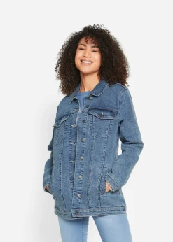 bonprix bonprix Cazadora vaquera elástica con corte boyfriend Denim desgastado Sale
