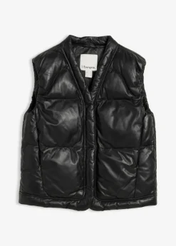 bonprix bonprix Chaleco acolchado de napa de cordero Negro New