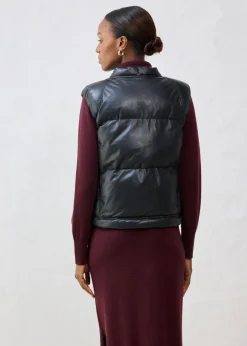 bonprix bonprix Chaleco acolchado de napa de cordero Negro New
