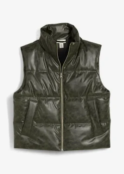 bonprix bonprix Chaleco acolchado de piel sintética Gris