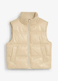 bonprix bonprix Chaleco acolchado de piel sintética Arena claro New