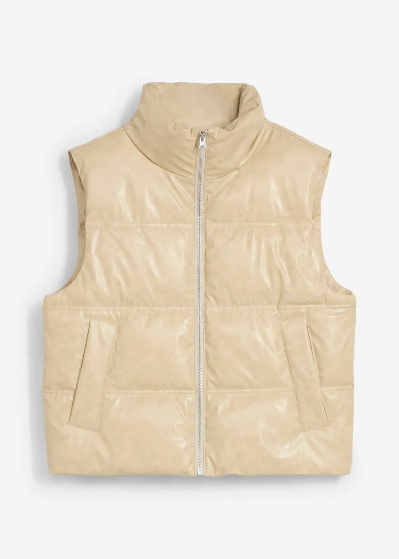 bonprix bonprix Chaleco acolchado de piel sintética Arena claro New