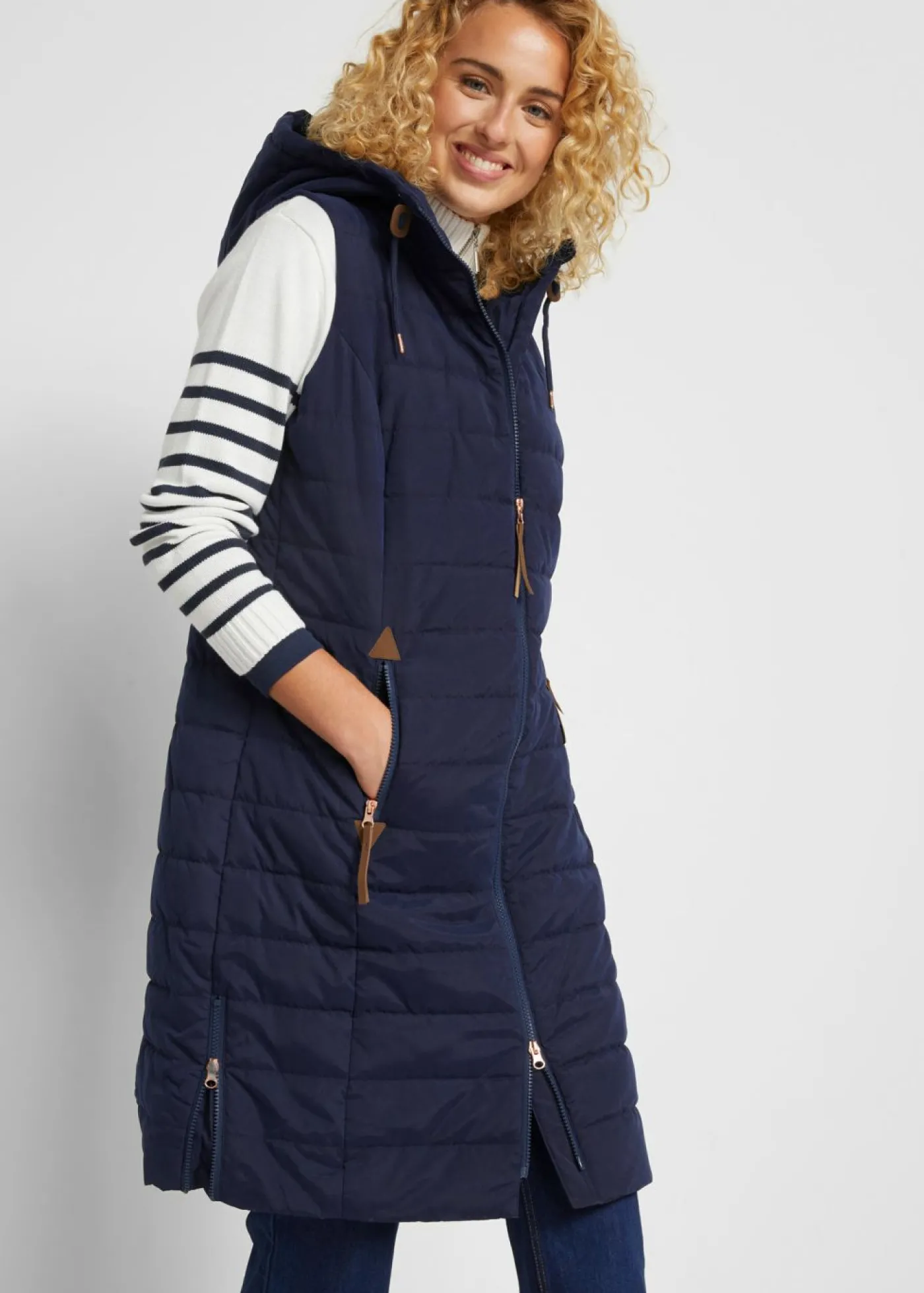 bonprix bonprix Chaleco acolchado largo Azul oscuro Best