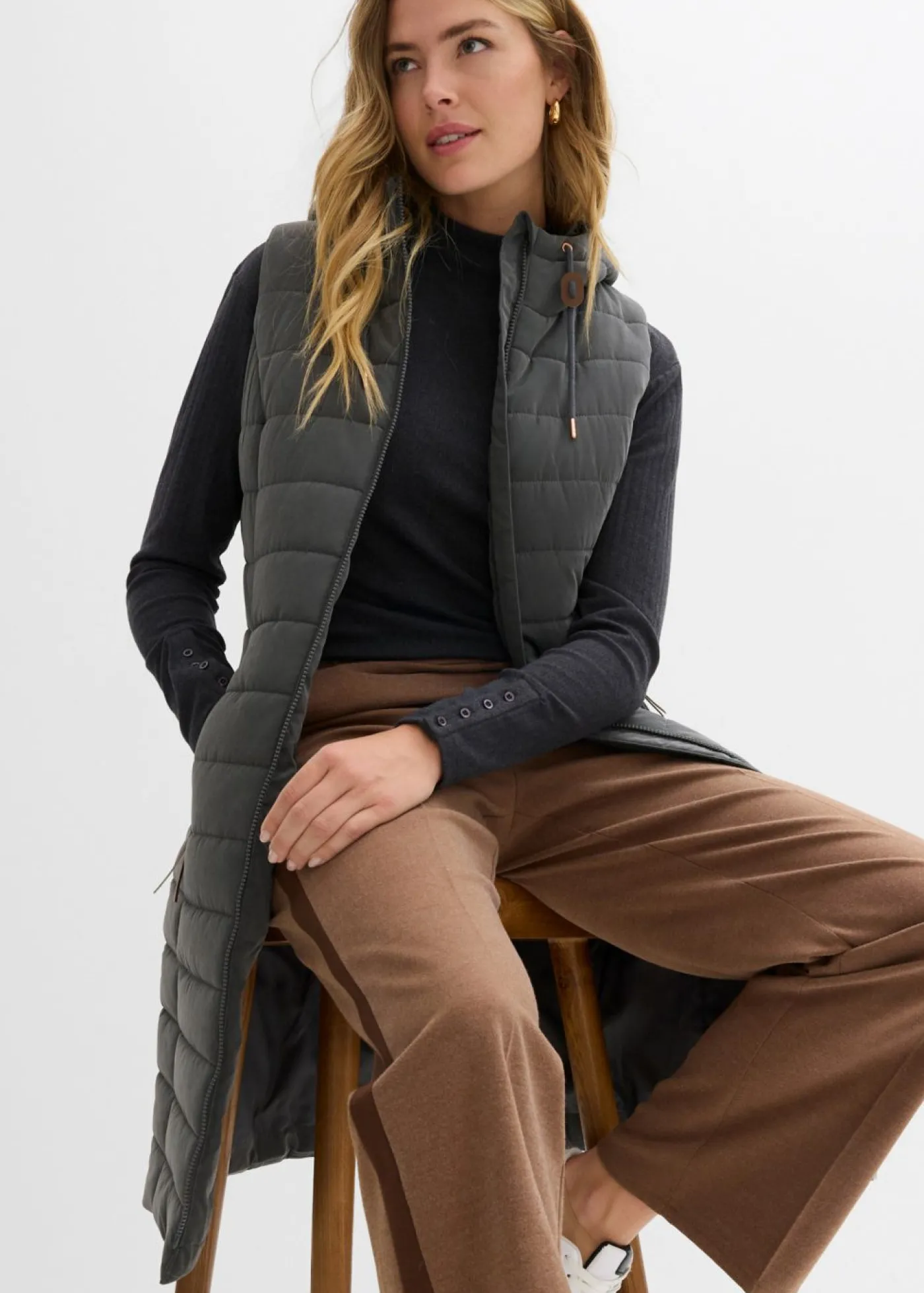 bonprix bonprix Chaleco acolchado largo antracita Hot