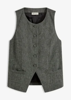 bonprix bonprix Chaleco con aspecto tweed Negro-blanco lana moteado Discount