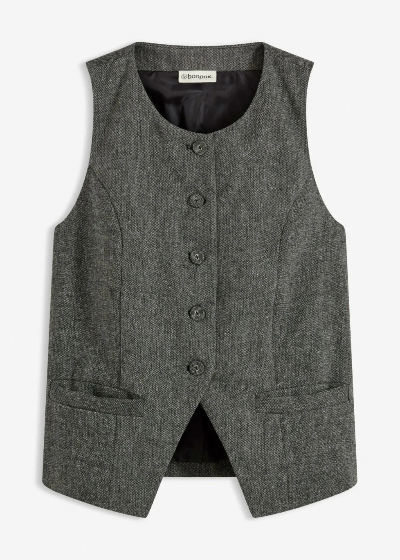 bonprix bonprix Chaleco con aspecto tweed Negro-blanco lana moteado Discount