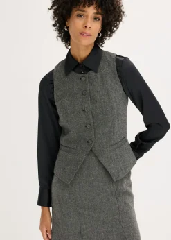 bonprix bonprix Chaleco con aspecto tweed Negro-blanco lana moteado Discount