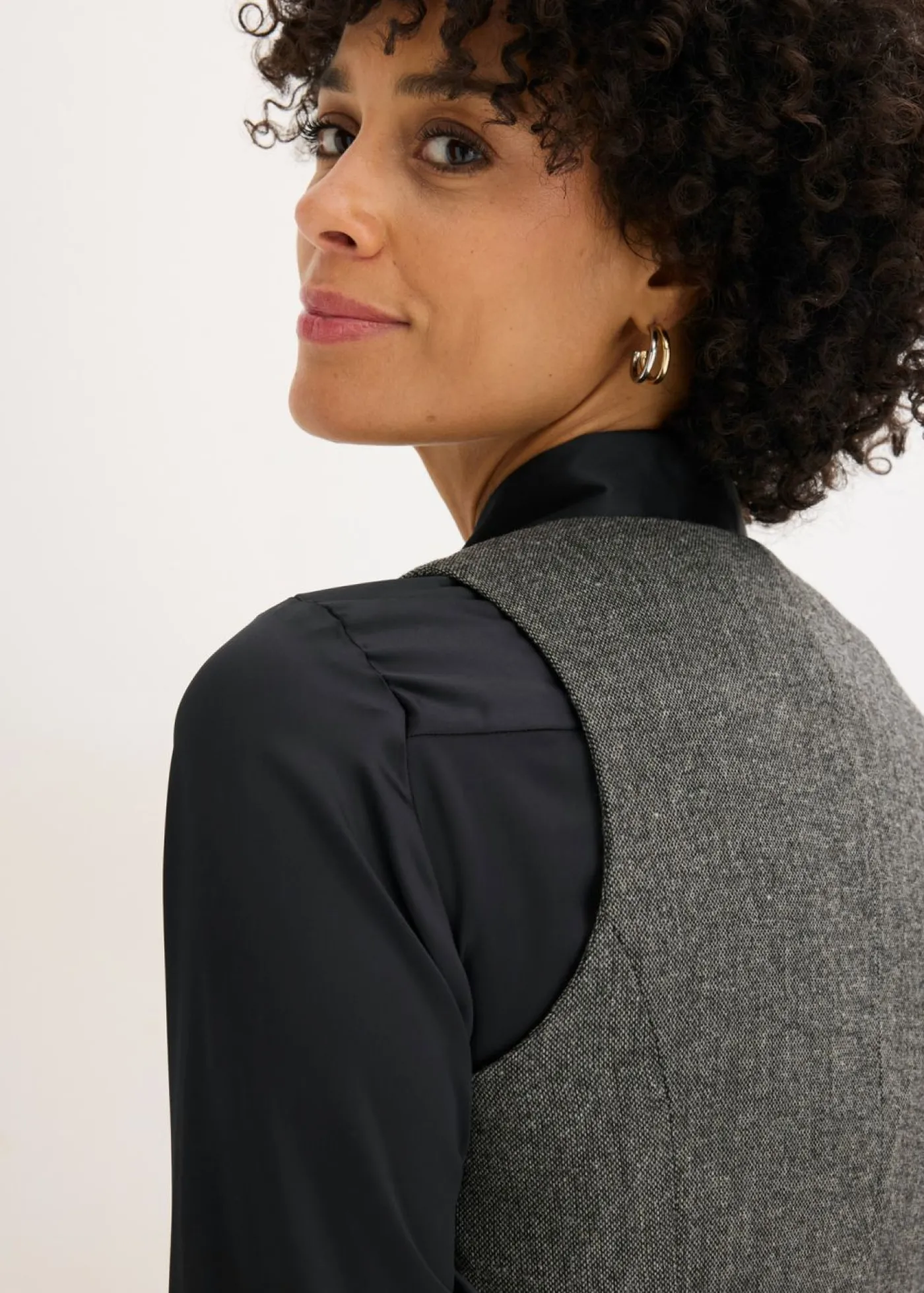 bonprix bonprix Chaleco con aspecto tweed Negro-blanco lana moteado Discount