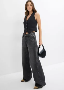 bonprix bonprix Chaleco corto de traje Negro Best