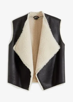 bonprix bonprix Chaleco de borrego sintético Negro Online