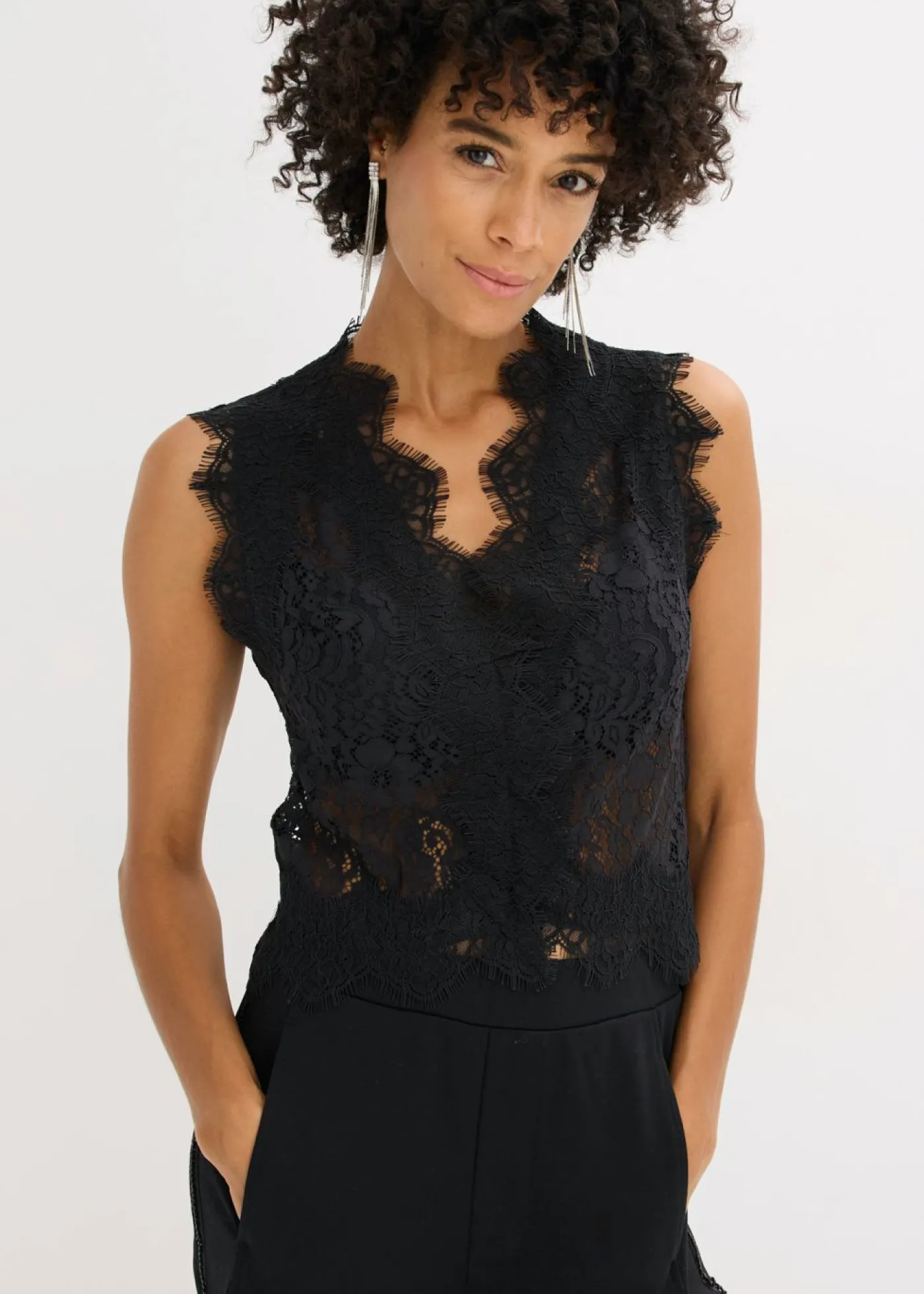 bonprix bonprix Chaleco de encaje Negro Clearance