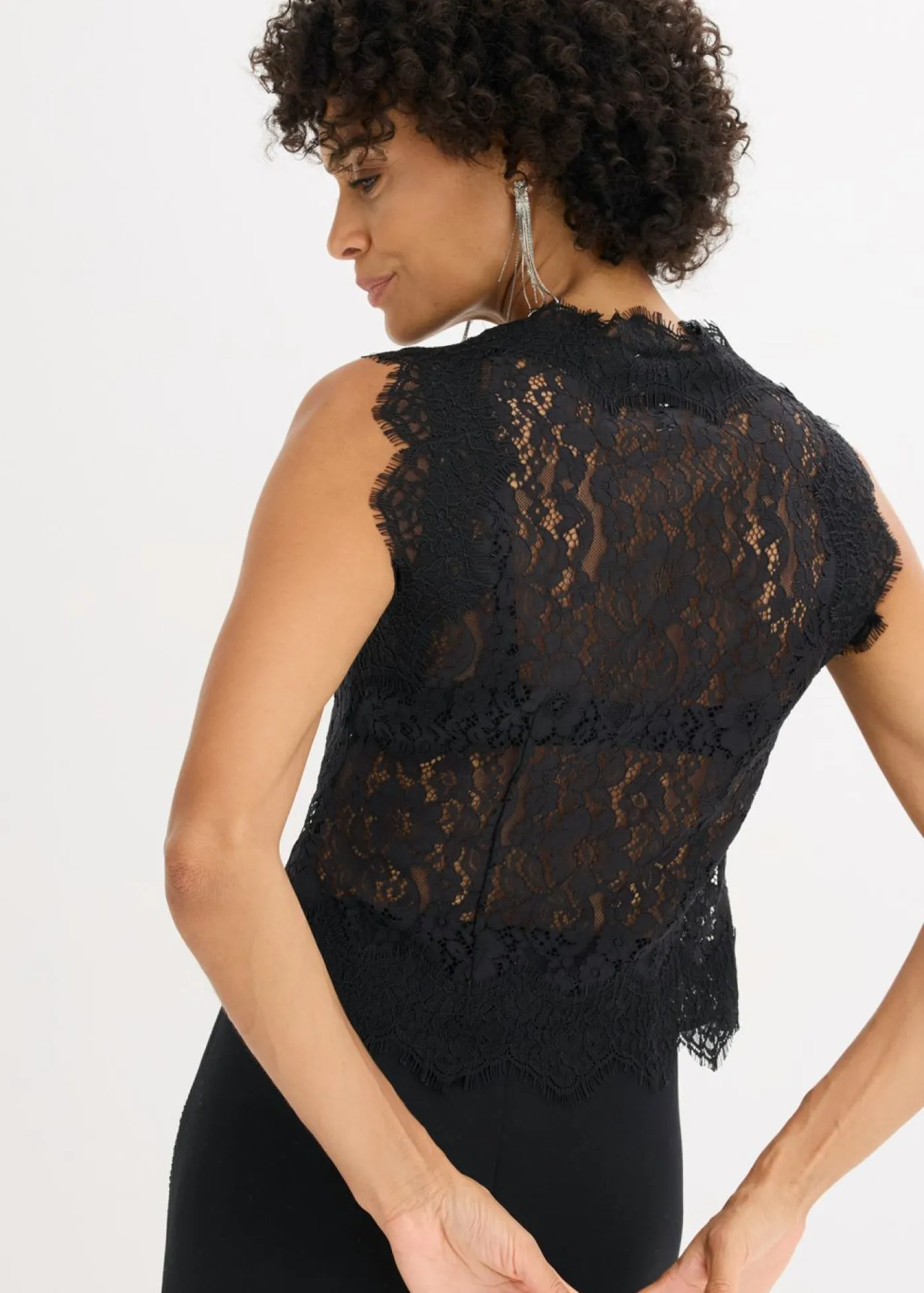 bonprix bonprix Chaleco de encaje Negro Clearance