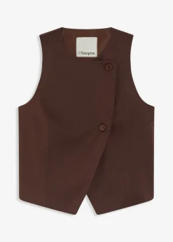 bonprix bonprix Chaleco de mezcla de viscosa fluida Marrón oscuro New