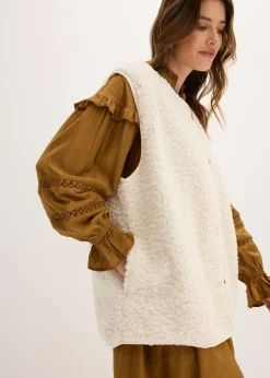 bonprix bonprix Chaleco de pelo Beige natural Discount