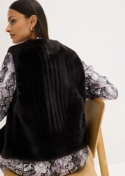 bonprix bonprix Chaleco de pelo sintético Negro