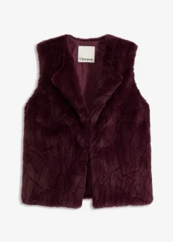 bonprix bonprix Chaleco de pelo sintético rojo burdeos