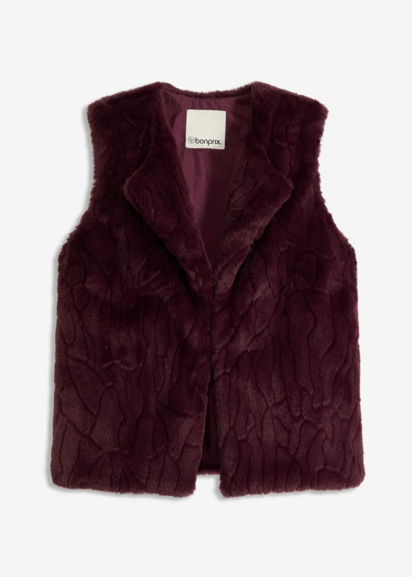 bonprix bonprix Chaleco de pelo sintético rojo burdeos